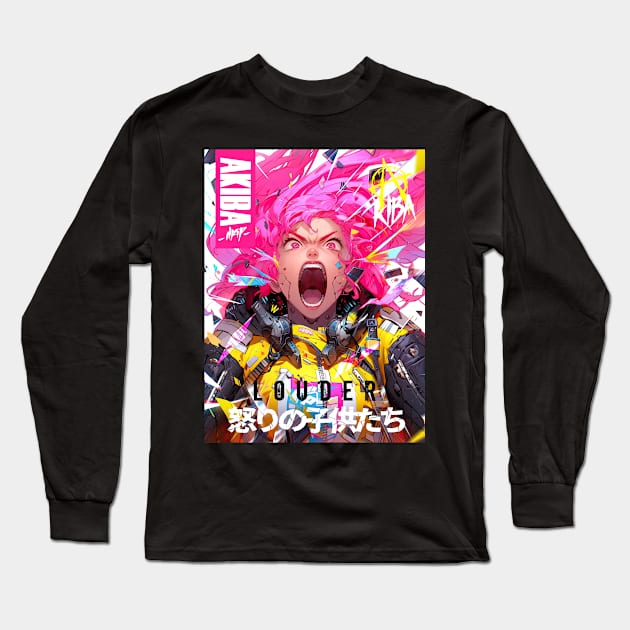 AKIBA DRIP - Children of Wrath - SCREAM LOUDER | VIBRANT HYPER POP ENRAGED ANIME GIRL Long Sleeve T-Shirt by Akiba Drip